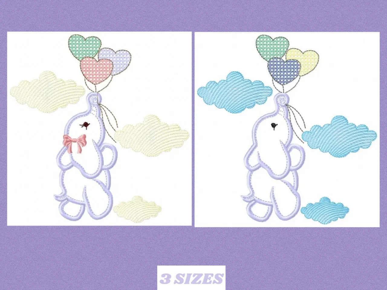 Elephant embroidery designs - animal embroidery design machine embroidery pattern - baby girl embroidery file - boy kid embroidery sky cloud Marcia Embroidery