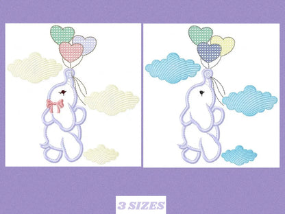 Elephant embroidery designs - animal embroidery design machine embroidery pattern - baby girl embroidery file - boy kid embroidery sky cloud Marcia Embroidery