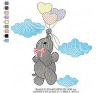 Charger l&#39;image dans la galerie, Elephant with heart balloons embroidery designs - Animal embroidery design machine embroidery pattern - Boy embroidery - instant download
