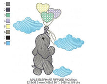 Cargar imagen en el visor de la galería, Elephant with heart balloons embroidery designs - Animal embroidery design machine embroidery pattern - Boy embroidery - instant download
