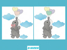 Cargar imagen en el visor de la galería, Elephant with heart balloons embroidery designs - Animal embroidery design machine embroidery pattern - Boy embroidery - instant download
