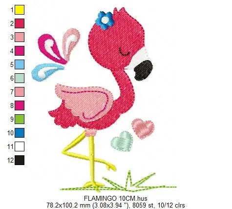 Flamingo embroidery designs - Bird embroidery design machine embroidery pattern - instant download - baby girl embroidery file pink flamingo Marcia Embroidery