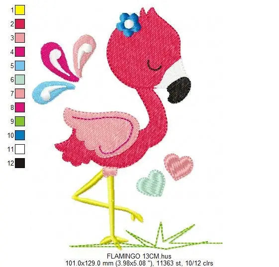 Flamingo embroidery designs - Bird embroidery design machine embroidery pattern - instant download - baby girl embroidery file pink flamingo Marcia Embroidery