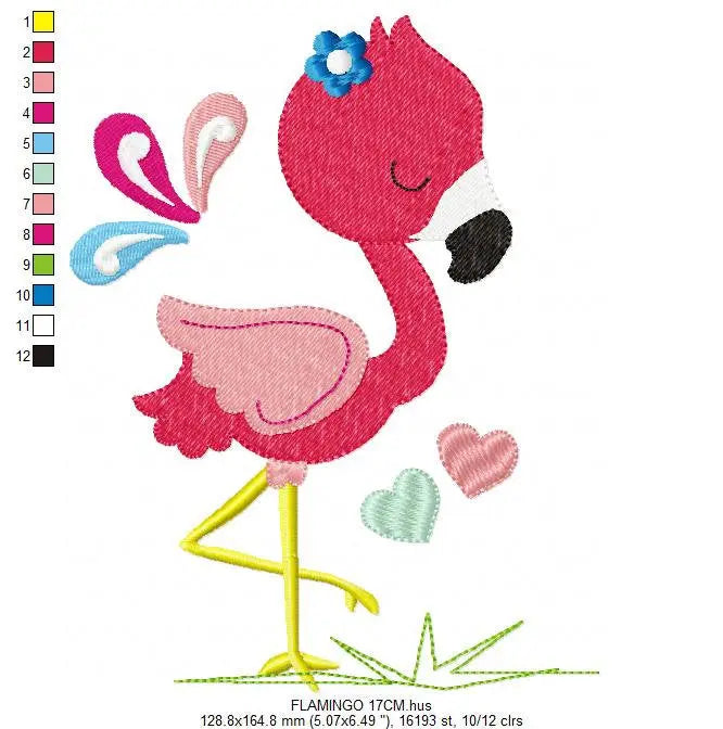 Flamingo embroidery designs - Bird embroidery design machine embroidery pattern - instant download - baby girl embroidery file pink flamingo Marcia Embroidery