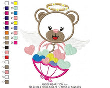 Laden Sie das Bild in den Galerie-Viewer, Angel embroidery designs - Teddy bear embroidery design machine embroidery pattern - Angel applique design bear applique - baby girl file
