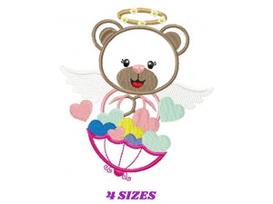 Angel embroidery designs - Teddy bear embroidery design machine embroidery pattern - Angel applique design bear applique - baby girl file