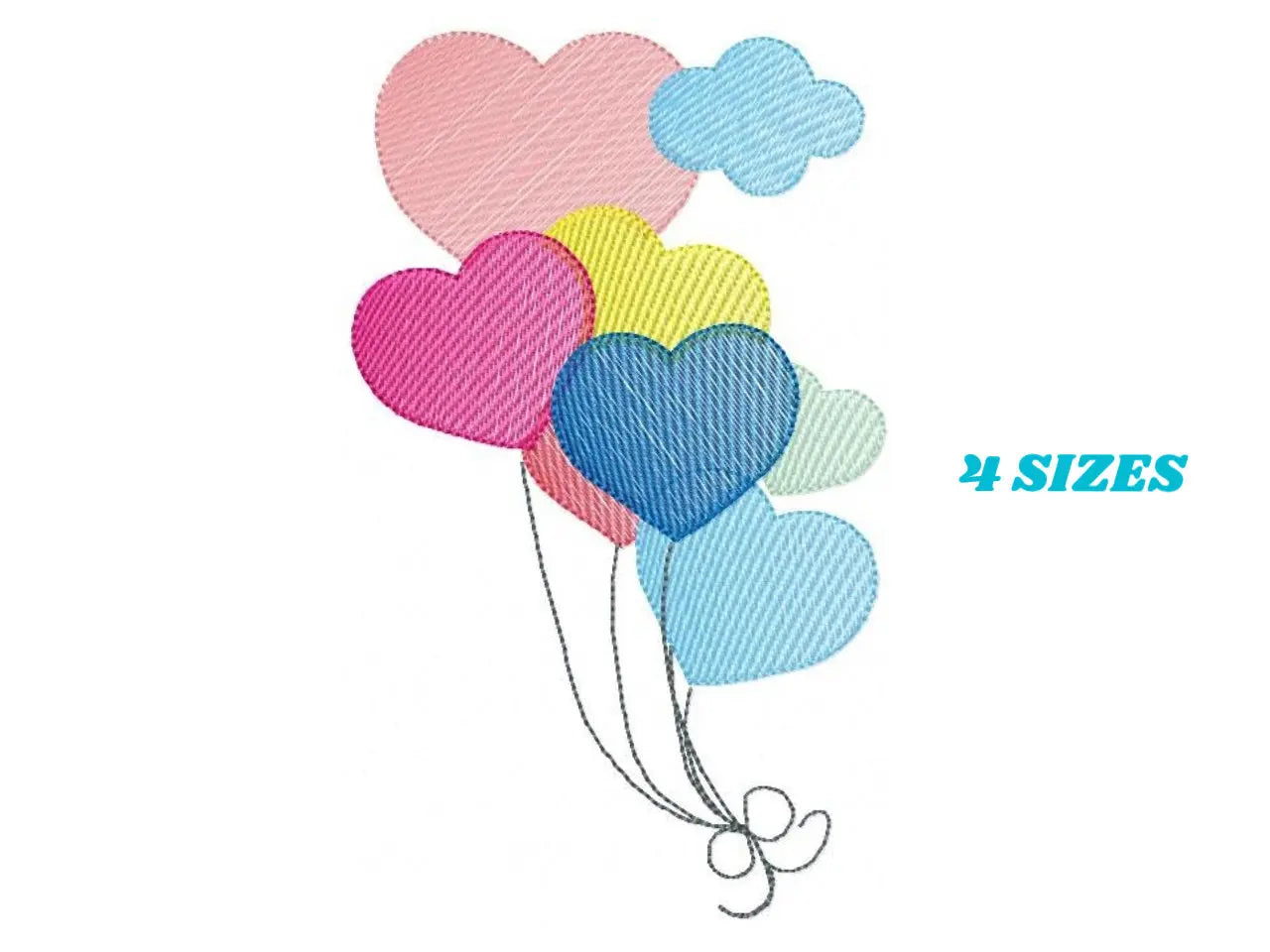Balloon embroidery design - Balloons embroidery designs machine embroidery pattern - Heart balloon cloud - birthday embroidery file download Marcia Embroidery