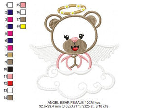 Angel embroidery designs - Teddy bear embroidery design machine embroidery pattern - Angel bear applique design - instant download baby boy