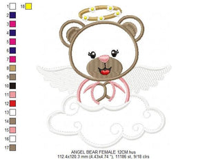 Angel embroidery designs - Teddy bear embroidery design machine embroidery pattern - Angel bear applique design - instant download baby boy