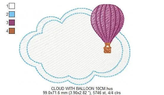 Balloon embroidery designs - Hot air balloon embroidery design machine embroidery pattern - Cloud embroidery Frame embroidery balloon design Marcia Embroidery
