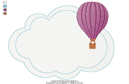 Balloon embroidery designs - Hot air balloon embroidery design machine embroidery pattern - Cloud embroidery Frame embroidery balloon design Marcia Embroidery