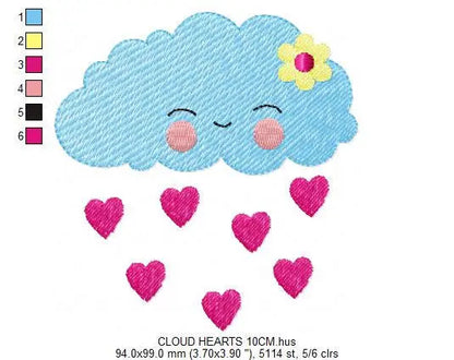 Cloud embroidery design rain embroidery designs machine embroidery pattern baby embroidery file kid embroidery cloud fill stitch design Marcia Embroidery
