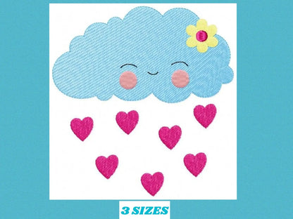 Cloud embroidery design rain embroidery designs machine embroidery pattern baby embroidery file kid embroidery cloud fill stitch design Marcia Embroidery
