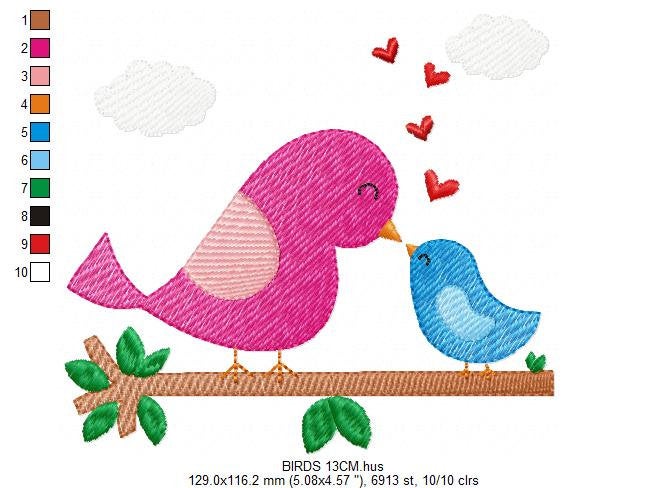 Bird embroidery designs - Birds embroidery design machine embroidery pattern - instant download fill stitch design baby girl embroidery file