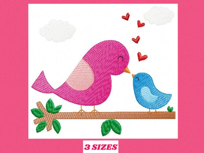 Bird embroidery designs - Birds embroidery design machine embroidery pattern - instant download fill stitch design baby girl embroidery file