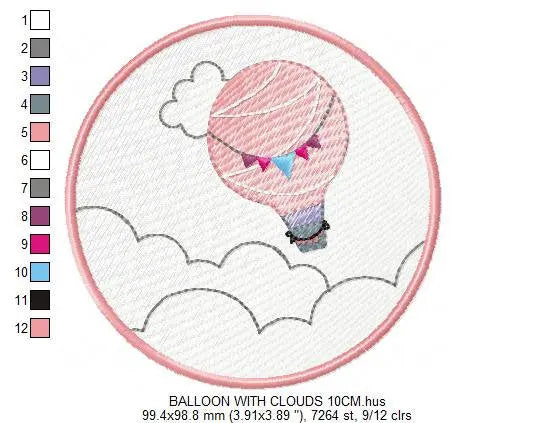 Ballon embroidery designs - Hot air balloon embroidery design machine embroidery pattern - frame embroidery balloon design  instant download Marcia Embroidery