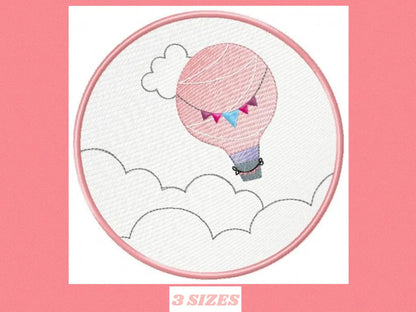 Ballon embroidery designs - Hot air balloon embroidery design machine embroidery pattern - frame embroidery balloon design  instant download Marcia Embroidery