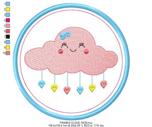 Cloud embroidery design - Rain embroidery designs machine embroidery pattern - Baby girl embroidery file - frame embroidery cloud pattern