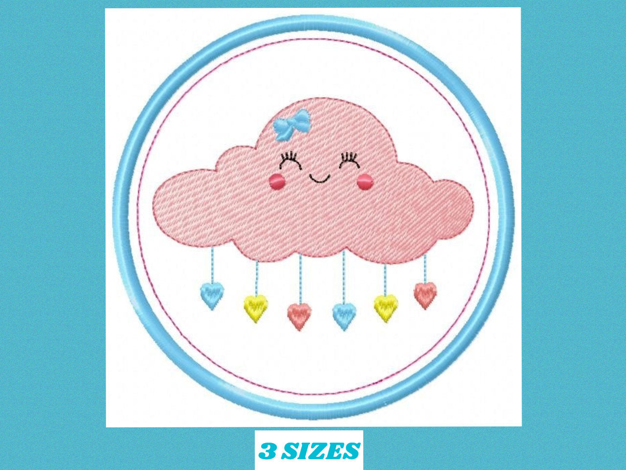 Cloud embroidery design - Rain embroidery designs machine embroidery pattern - Baby girl embroidery file - frame embroidery cloud pattern