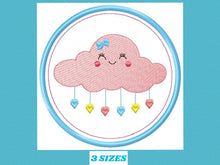 Load image into Gallery viewer, Cloud embroidery design - Rain embroidery designs machine embroidery pattern - Baby girl embroidery file - frame embroidery cloud pattern
