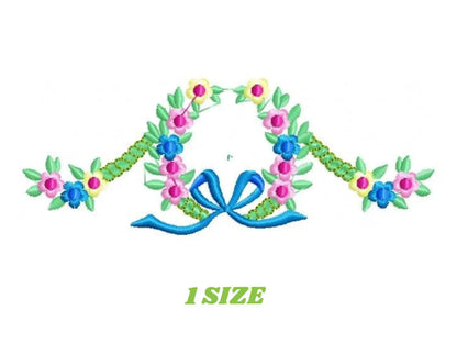 Laurel with flowers embroidery designs - Flower wreath embroidery design machine embroidery pattern - girl embroidery file Lace embroidery Marcia Embroidery