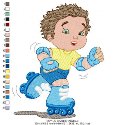 Roller Skater embroidery designs - boy with roller blades embroidery design machine embroidery pattern - Inline Skater embroidery file Marcia Embroidery