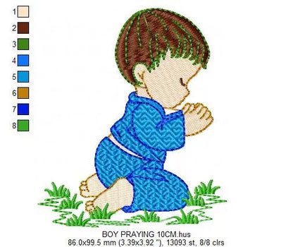 Kneeling Toddler embroidery designs - Baby boy praying machine embroidery pattern - Catholic kid file - Instant download pes jef dst vp3 Marcia Embroidery