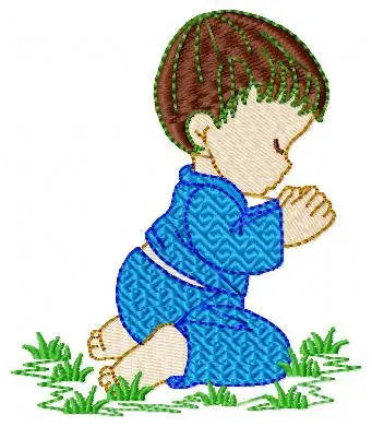 Kneeling Toddler embroidery designs - Baby boy praying machine embroidery pattern - Catholic kid file - Instant download pes jef dst vp3 Marcia Embroidery