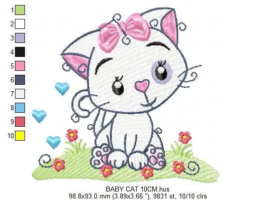 Cat embroidery design - Animal embroidery designs machine embroidery pattern - Kitten embroidery file - baby girl embroidery cat design Marcia Embroidery