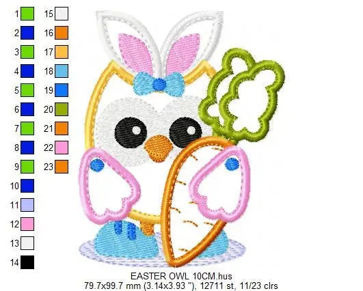 Owl embroidery design - Owl with bunny ears embroidery design machine embroidery pattern - easter embroidery file - owl applique design Marcia Embroidery