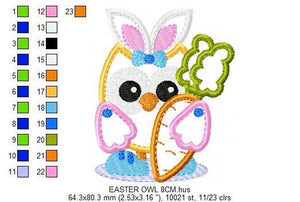 Owl embroidery design - Owl with bunny ears embroidery design machine embroidery pattern - easter embroidery file - owl applique design