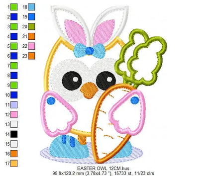 Owl embroidery design - Owl with bunny ears embroidery design machine embroidery pattern - easter embroidery file - owl applique design Marcia Embroidery