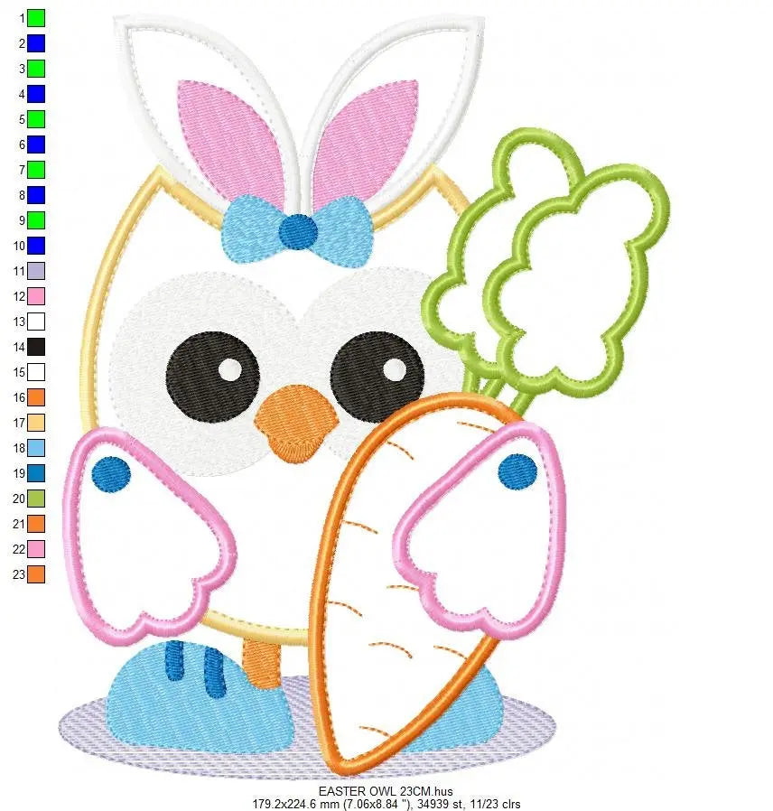 Owl embroidery design - Owl with bunny ears embroidery design machine embroidery pattern - easter embroidery file - owl applique design Marcia Embroidery