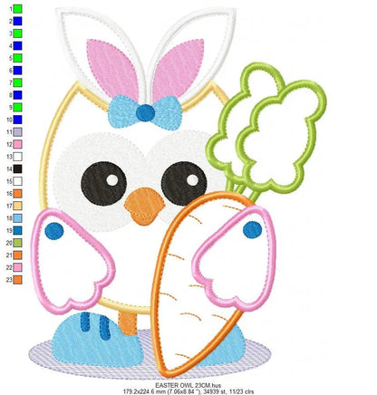 Owl embroidery design - Owl with bunny ears embroidery design machine embroidery pattern - easter embroidery file - owl applique design Marcia Embroidery