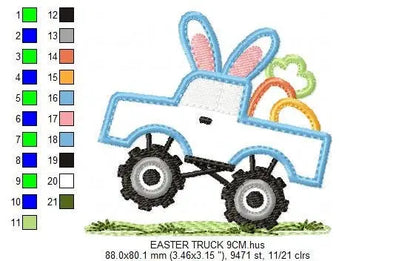 Easter Truck embroidery designs - Pickup embroidery design machine embroidery pattern - Easter embroidery file - instant digital download Marcia Embroidery