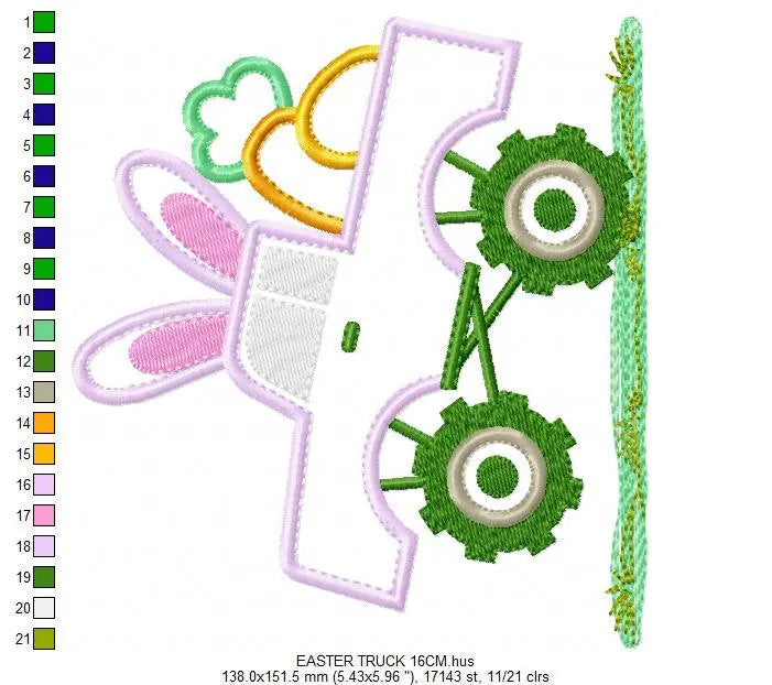 Easter Truck embroidery designs - Pickup embroidery design machine embroidery pattern - Easter embroidery file - instant digital download Marcia Embroidery