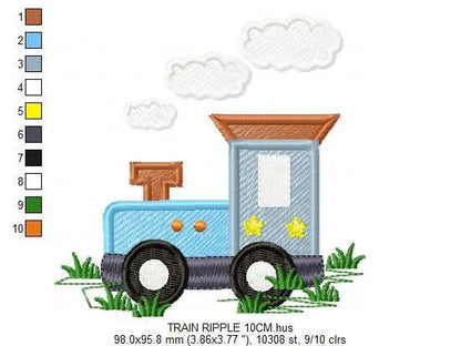 Train embroidery designs - Vehicle embroidery design machine embroidery pattern - boy embroidery file instant download - train with wagon Marcia Embroidery