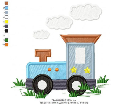 Train embroidery designs - Vehicle embroidery design machine embroidery pattern - boy embroidery file instant download - train with wagon Marcia Embroidery