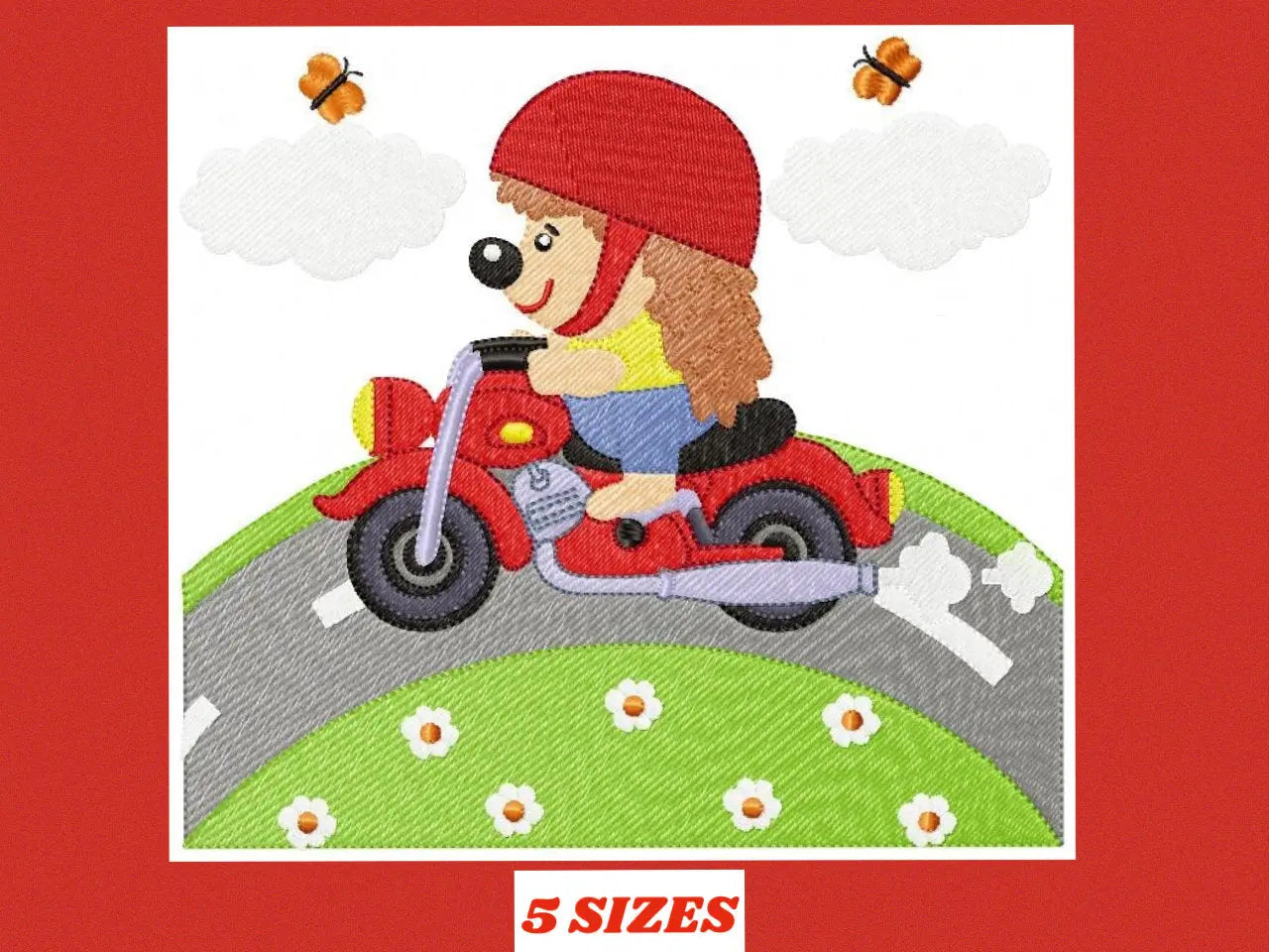 Hedgehog embroidery designs - Motorcycle embroidery design machine embroidery pattern - Porcupine in a bike embroidery file instant download Marcia Embroidery
