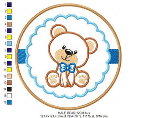 Teddy Bear embroidery designs - Baby girl embroidery design machine embroidery pattern - boy embroidery file - Bear applique design Frame