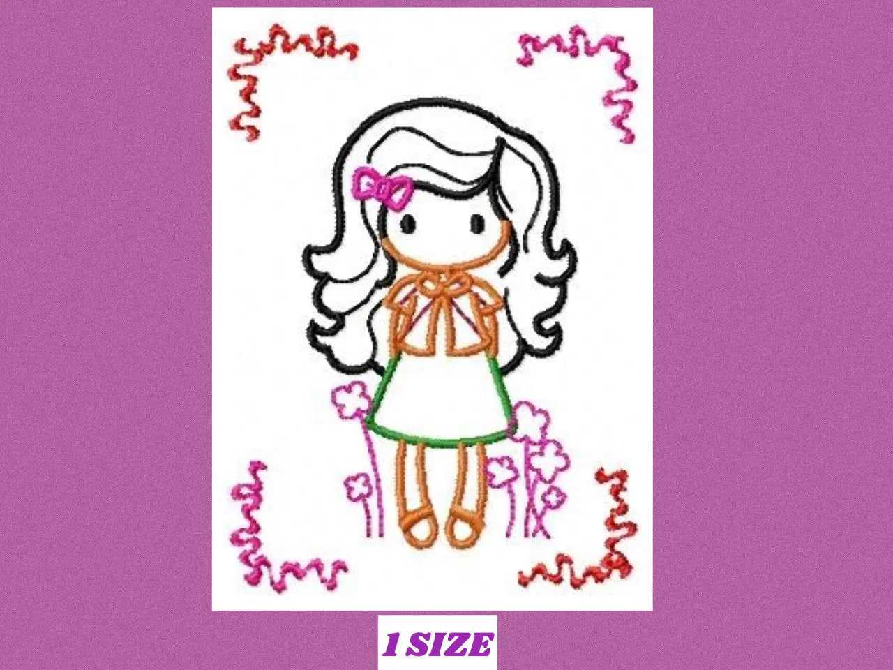Girl embroidery designs - Spring embroidery design machine embroidery pattern - girl with flowers embroidery file - baby applique design Marcia Embroidery