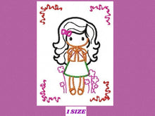 Charger l&#39;image dans la galerie, Girl embroidery designs - Spring embroidery design machine embroidery pattern - girl with flowers embroidery file - baby applique design
