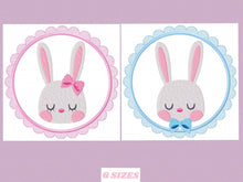 Laden Sie das Bild in den Galerie-Viewer, Bunny embroidery design - Rabbit embroidery designs machine embroidery pattern - baby embroidery file - nursery embroidery rabbit with frame
