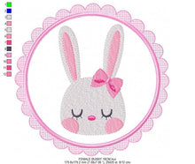 Charger l&#39;image dans la galerie, Bunny embroidery design - Rabbit embroidery designs machine embroidery pattern - baby embroidery file - nursery embroidery rabbit with frame
