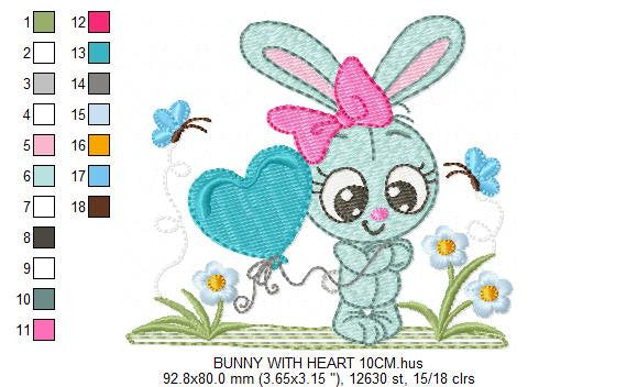 Bunny embroidery design - Rabbit embroidery designs machine embroidery pattern - baby embroidery file - kid embroidery rabbit with flowers