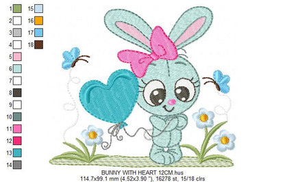 Bunny embroidery design - Rabbit embroidery designs machine embroidery pattern - baby embroidery file - kid embroidery rabbit with flowers
