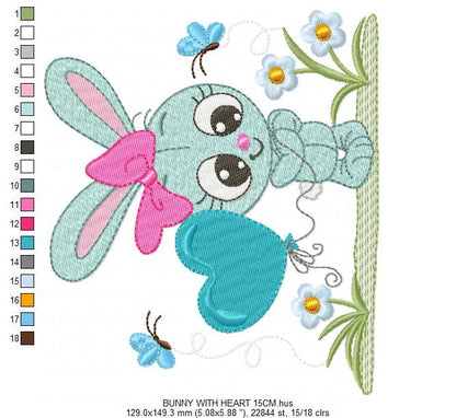 Bunny embroidery design - Rabbit embroidery designs machine embroidery pattern - baby embroidery file - kid embroidery rabbit with flowers