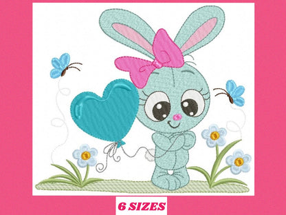 Bunny embroidery design - Rabbit embroidery designs machine embroidery pattern - baby embroidery file - kid embroidery rabbit with flowers