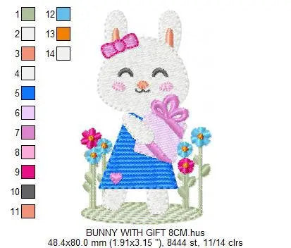 Rabbit embroidery design - Animal embroidery designs machine embroidery pattern - Easter Bunny embroidery file - Bunny with flowers digital Marcia Embroidery