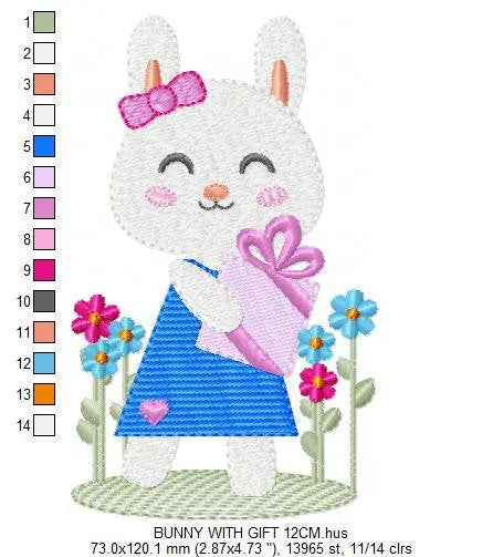 Rabbit embroidery design - Animal embroidery designs machine embroidery pattern - Easter Bunny embroidery file - Bunny with flowers digital Marcia Embroidery
